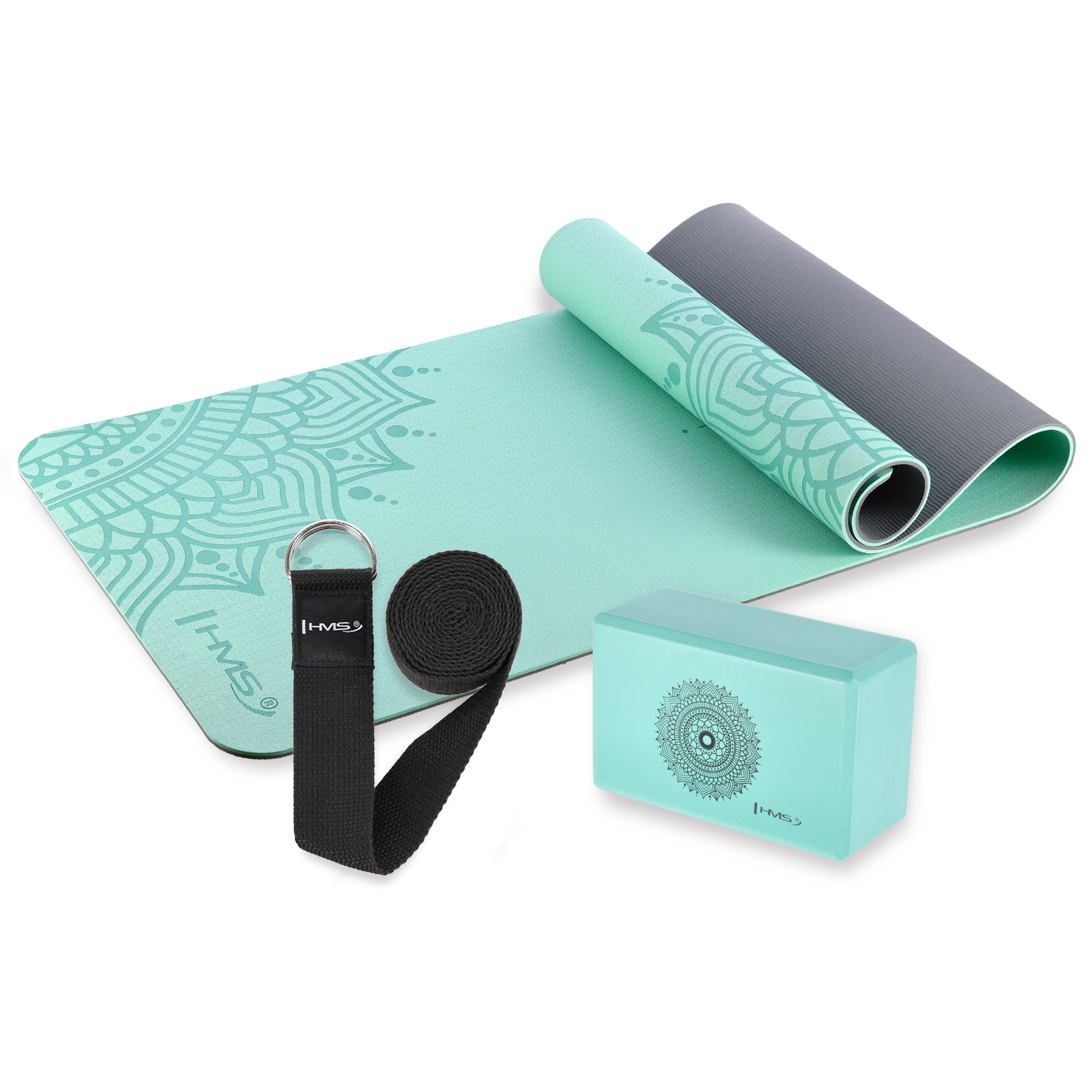 YOGA SET HMS MINT MAT TPE YM10 + BLOCK KJ02 + STRAP SJ02