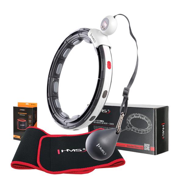 Kit SET HULA HOOP MAGNETIC BLACK HHM15 WITH WEIGHT + COUNTER HMS + WAIST SUPPORT BR163 RED