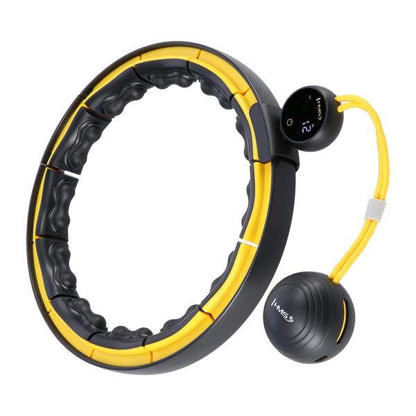 Gymnastic hoop with weight and counter HHM21 HULA HOP BLACK/YELLOW MAGNETIC WITH WEIGHT + COUNTER HMS