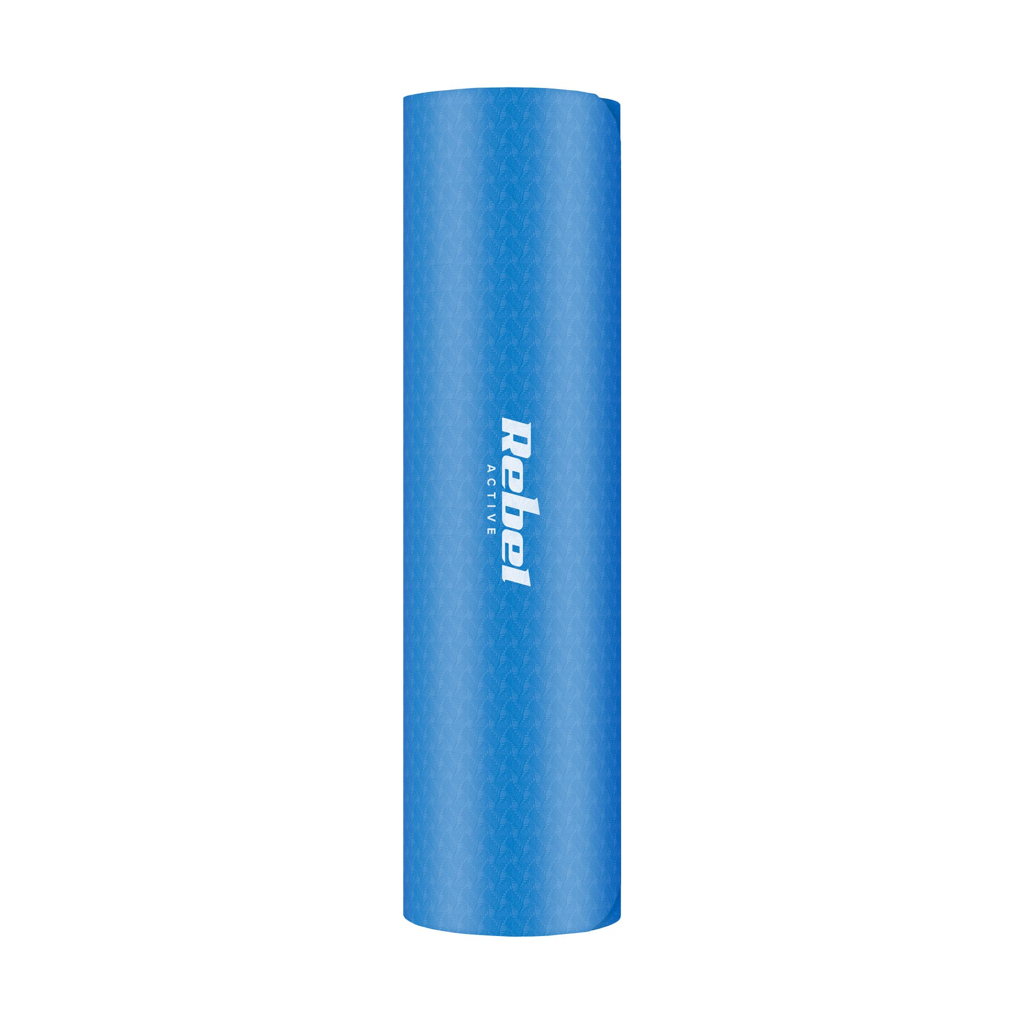 Exercise mat for yoga, pilates, fitness, 183x61cm, 6mm thick, TPE material, blue, REBEL ACTIVE