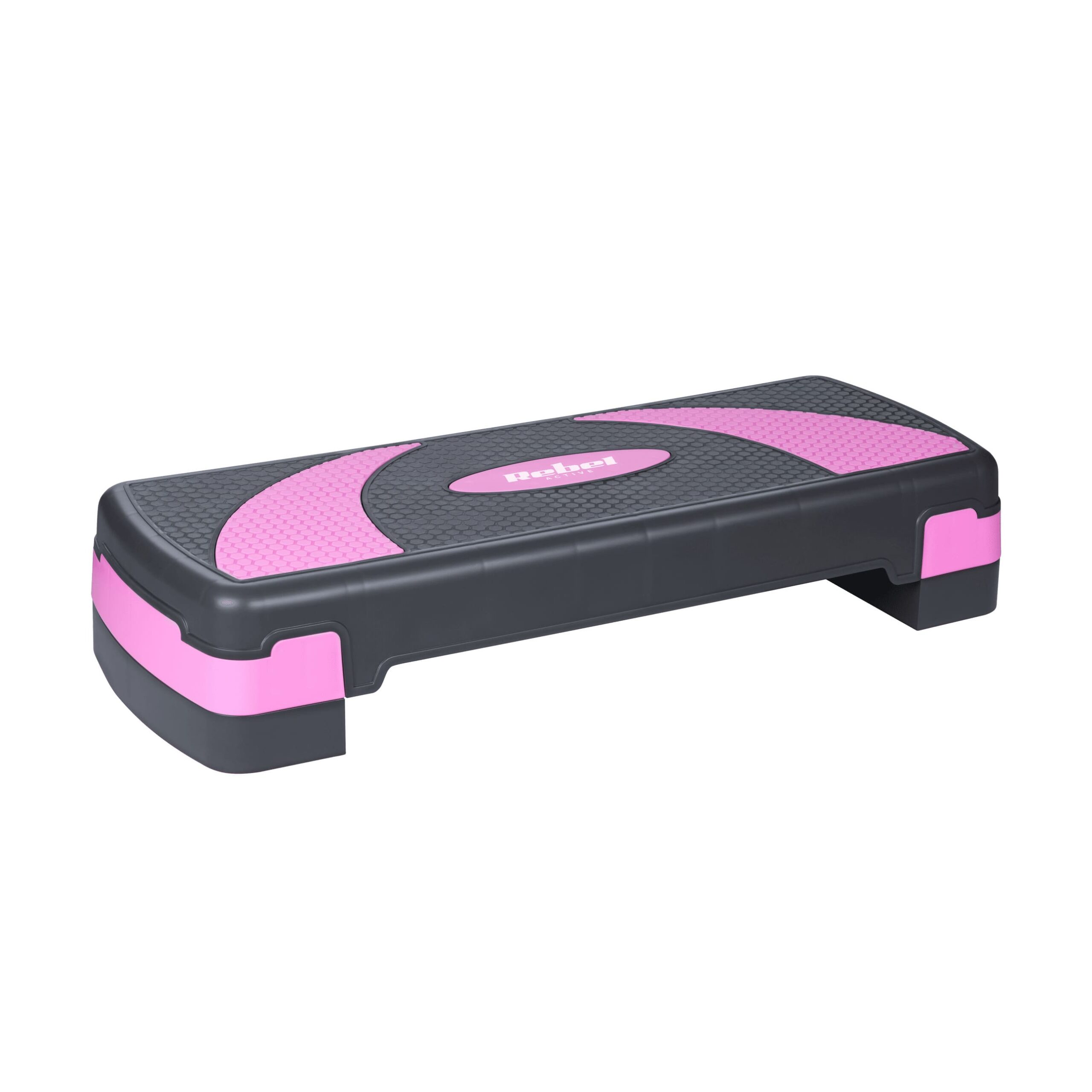 Step for aerobics and fitness exercises, 3 levels, 78 cm, gray-violet, REBEL ACTIVE