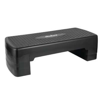Stepper for aerobics and fitness exercises, 3 levels, 68 cm, black, REBEL ACTIVE